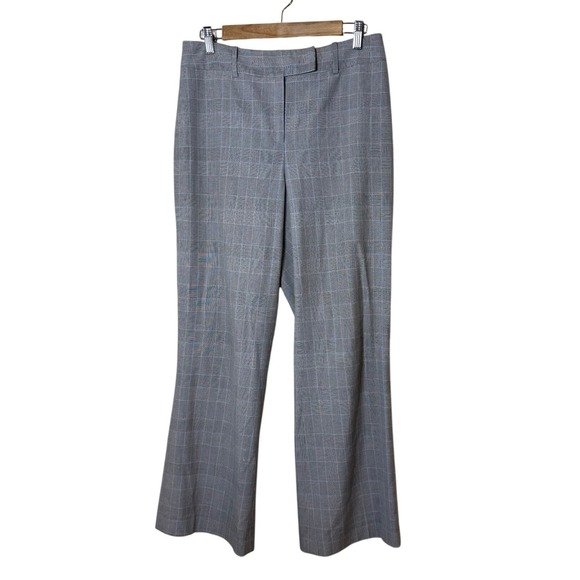 Vintage Casual‎ Corner Pants Women 8 Gray Plaid Stretch Career Bootcut Trousers - Picture 2 of 10